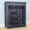 Grey Fabric Canvas Wardrobe With Clothes Hanging Rail Shelves Storage Cupboard