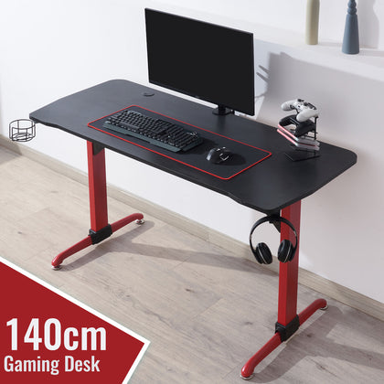 1.4m Racing Gaming Office Desk with Gamepad Holder Cup Holder Headphone Home