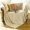 100% Natural Cotton Fringed Throw Chair or Sofa, Cream & Natural