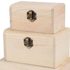 3x Plain Wooden Pirate Treasure Chest Wood Jewellery Storage Craft Box UK NEW