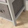 Grey Wooden Storage Unit 4 Drawer Fabric Basket Chest Organiser Bedroom Storage