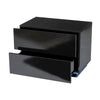 Black Bedside Table Chest of 2 Drawers High Gloss Nightstand Cabinet LED Light