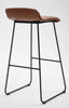 2x PU Leather Brown Bar Stools Footrest / Breakfast High Metal Leg Kitchen Home