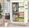 Medium Fabric Canvas Wardrobe With Hang Rail Shelving Clothes Storage Cupboard