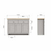 Sideboard Cabinet Furniture Storage Grey or Cream Cupboard 3 Doors 2 Drawers
