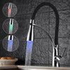 LED Brass Kitchen Taps Sink Mixer Swivel Spout Pull Out Tap Chrome Black Faucet