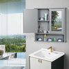Wall Mounted Mirror Cabinet Storage Wooden Shelf Bathroom Cupboard Shelf Gray UK