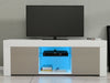 Modern TV Unit Stand Cabinet Grey High Gloss Doors & White Matt Body LED Lights
