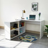 White Large L-Shaped Computer Desk With Shelves Workstation Home Office PC Table
