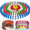 100Pcs Coloured Wooden Tumbling Dominoes Set Family Games Kids Fun Toy Gift UK