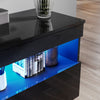 Black 120cm TV Stand Cabinet Unit High Gloss 2 Door Sideboard with LED Lights