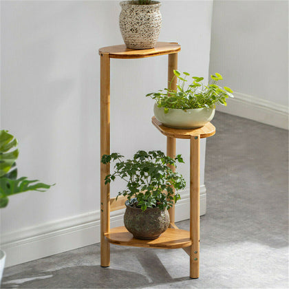Aesthetic 3Tier Plant Stand Bonsai Flower Pot Holder Premium Bamboo Stand Indoor