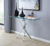 Modern Chrome Metal Tempered Glass Side Living Room Console Table