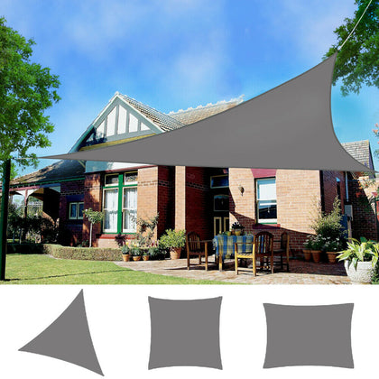 Sun Shade Sail Garden Patio Sunscreen Awning Canopy Shade 98% UV Block Grey