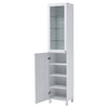 Modern White Tall Floor Cabinet Shelving Unit Narrow Bathroom Hallway Storage