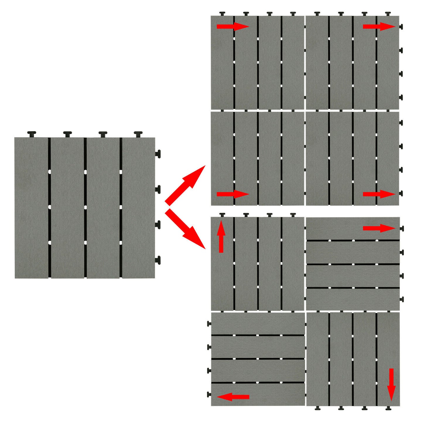 11x WPC Decking Tiles Garden Patio Balcony Interlocking Composite Decking Floor