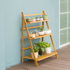 Bamboo Wooden Shelf Plant Stand Folding Multi Tier Ladder Storage Indoor Outdoor