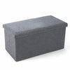 Grey Large Linen Folding Storage Ottoman Pouffe Seat Foot Stool Storage Box UK