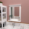 Mondeer White Bathroom Mirror MDF Frame Wall Mounted W/ Shelf Bathroom Porch