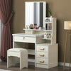 Dressing Table Stool Bedroom Vanity Set Makeup Desk with Mirror & 4 Drawer NEW