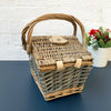 Antique Wash Two Tone Wicker Swing Handle Storage Shopping Picnic Hamper Basket