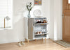 TWO TIER SHOE CABINET RACK DRAWER CUPBOARD STORAGE UNIT WHITE/GREY