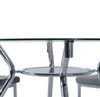 Glass Dining Table and 4 Chairs Modern Round Furniture Metal Seater Grey Set 5pc