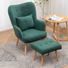 Fabric Armchair Sofa Buttoned High Back Upholstered with Foot Stool Accent Chair