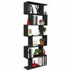 Wood Bookcase Bookshelf S Shape 6 Tier Shelves Free Standing Shelving Storage