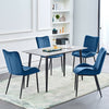 Set of 2 Blue Dining Chair Velvet Upholstered Chairs with Thick Cushion Kitchen