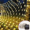 Solar Powered LED Mesh Net Curtain String Fairy Lights Home Party Garden Outdoor