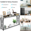 Console Table X-Shaped Sofa Side End Table w/2 Compartments & Storage Shelf