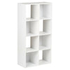 WHITE 8 CUBE MODULAR SHELVING DISPLAY UNIT 4 x GREY FABRIC STORAGE BOX