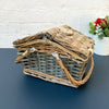 Antique Wash Two Tone Wicker Swing Handle Storage Shopping Picnic Hamper Basket