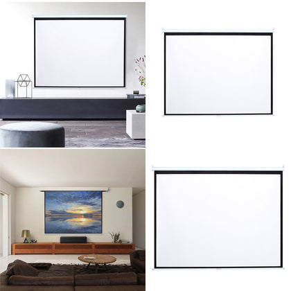 4:3 Manual Pull Down Wall Mounted Projector Screen Home Cinema Theater HD Movie