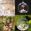 Glass Clear Open Mouth Baubles Round Candle Tea Light Holder Hanging Tree Plant