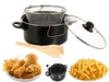 Large Black Non Stick Chip Pan Set Fryer Deep Fat Folding Frying Wire Basket Pot