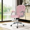 Pink Girls Office Chair Velvet/PU Leather Medium Backrest Padded Computer Chairs