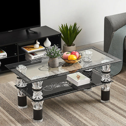Lux Coffee Tables Black with Shelf Rectangle Modern Contemporary For Living Room