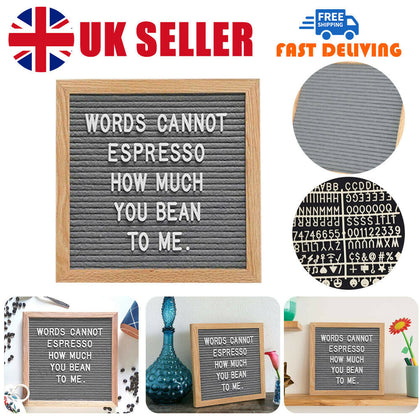 Convenient Felt Letter Black Memo Board 25X25cm Oak Frame black/White Characters