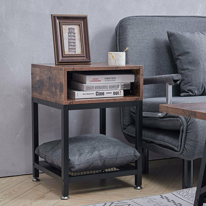 Rustic Brown End Table Industrial Sofa Table Side Table Coffee Laptop Table Desk