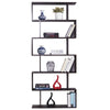 6 Shelf Wooden S-Shaped Z-Shelf Style Bookcase Storage Cabinet Bookshelf Home