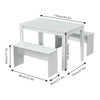 Dining Table and Bench Set Solid Dining Room Unit Kitchen Furniture White Home