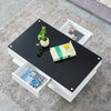 Coffee Table End Table with 2 Storage Drawers Glass Top Livingroom Black White