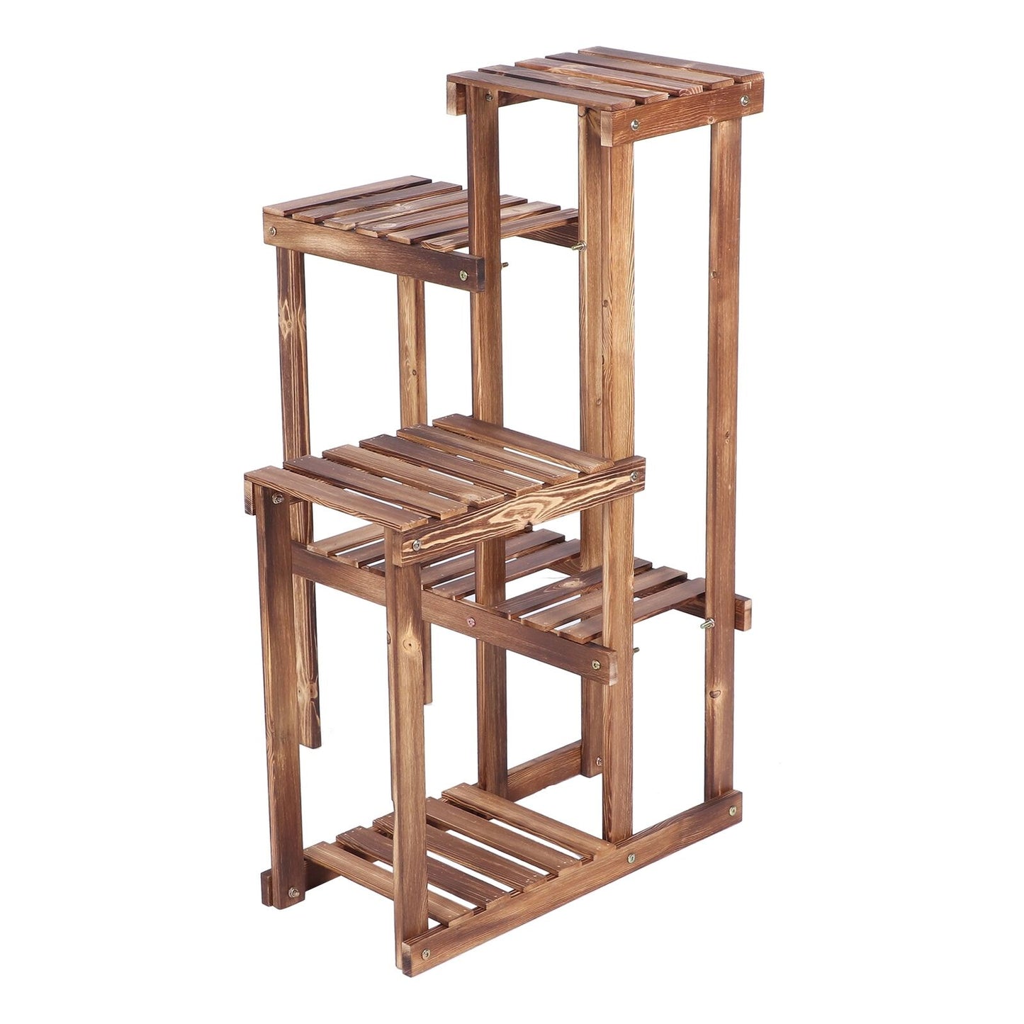 6 HOLDER LADDER SHELF CORNER STORAGE PLANT STAND FLOWERS DISPLAY WOOD RACK UNIT