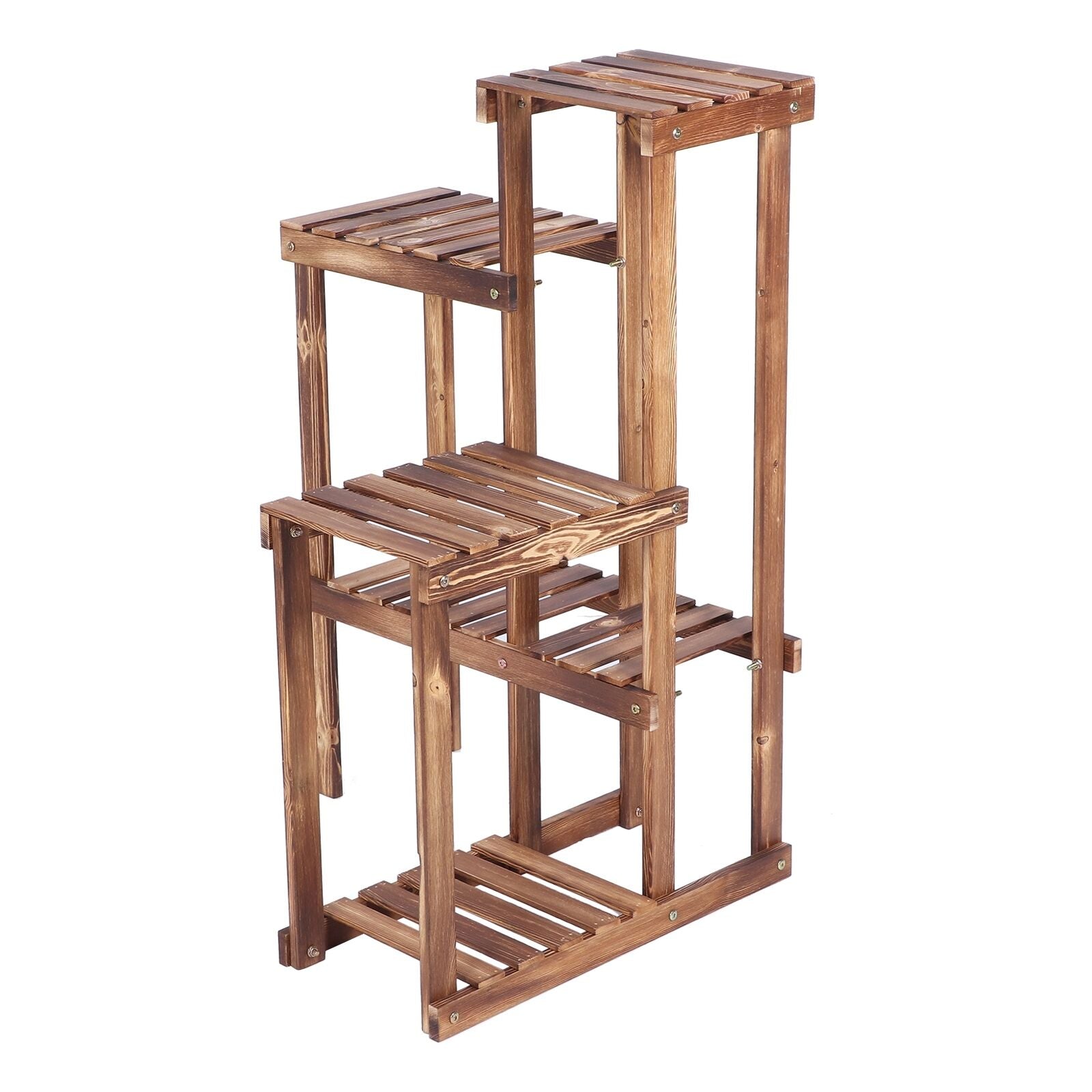 6 HOLDER LADDER SHELF CORNER STORAGE PLANT STAND FLOWERS DISPLAY WOOD RACK UNIT
