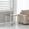 Console Coffee End Table Clear Tempered Glass Furniture Chrome Cross Base Leg