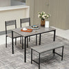 Dining Table and Chairs Set Wooden Steel Frame 2/4 Seat Modern Kitchen Set Grey