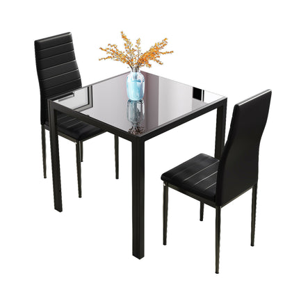 2/4 Set Dining Table NO Chair Tempered Glass Tabletop Metal legs Square Kitchen