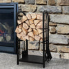 Large Black Indoor/Outdoor Firewood Log Storage Rack Stand & Tools Holder Store